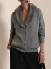 Cárdigan de punto con cuello de piel para mujer transfronterizo norteamericano, nuevo suéter abrigo casual de moda de manga larga para otoño e invierno, color liso con bolsillos