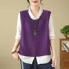 Colete Tricotado Feminino Primavera e Outono 2025 Novo Solto Camada Sobre Camada Xale Colete Top Tricô Feminino Verão