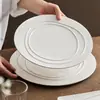 Plato de Fábrica Plato para el Hogar Plato Plano Lujo Ligero Gama Alta Plato Blanco Vajilla de Cerámica Plato para Comida Occidental Plato para Bistec Pasa Plate