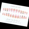 Comércio Exterior Unhas Gota d'Água Unhas Usáveis Rosa Francesa Estampa Leopardo Laço Peças de Manicure 24 Peças Comércio Exterior Unhas Postiças Atacado