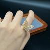 Anillo abierto de mariposa con circonitas y diamantes, ligero, de lujo, de alta gama, con diseño de nicho, moderno y combinable.