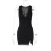 Vestido sexy de encaje con escote en V y abertura en la cadera para mujer, moda de primavera 2025, Europa y Estados Unidos, venta al por mayor
