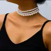 Collar Francés Apilado con Corazón de Perlas y Diamantes Completos, Elegante Collar Multicapa con Perlas de Imitación en Forma de Arroz, Joyería Transfronteriza Europea y Americana para Mujeres