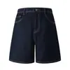 Shorts Jeans Feminino Verão Novo Tendência Resistente ao Desbotamento Bom Caimento Estilo Neutro Cor Original Comprimento Médio Calças de Cinco Pontos Calças Wide-Leg