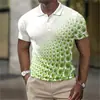 Estação Independente UE Transfronteiriça masculina novo POLO3D impressão digital casual de negócios manga curta gola lapela POLO
