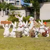 Maceta de Fibra de Vidrio para Exteriores con Conejo de Dibujos Animados, Escultura de Paisaje para Jardín, Patio, Comunidad, Guardería, Adorno Decorativo