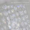 Adesivo de Arte de Unha Borboleta Vermelha da Internet Diamante de Cristal Fino Resistente Oco Relevo Cor Mágica Cristal Aurora Diamante Cristal Fio Branco Gelo Borboleta Joias de Unha