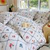 Conjunto de Quatro Peças para Cama de Tecido Grosso Antigo, Lençóis de Cama 100% Algodão, Capa de Edredom, Lençóis de Elástico, Conjunto de Três Peças de Capa de Edredom de Verão