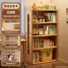 Estante de Livros de Madeira Maciça Estante de Livros Integrada Montada na Parede Prateleira de Canto Armário Estreito Economizador de Espaço para Crianças Armário de Armazenamento Simples