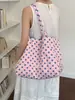 Bolsa de Lona Grande Capacidade Estilo Coreano Cor Blocada Bolinhas Estilo Preguiçoso Feminino Bolsa Tote de Nylon Bolsa de Mão/Ombro para o Trabalho