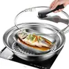 Plato para pescado de acero inoxidable, plato cuadrado para uso doméstico para cocinar pescado al vapor, plato con forma de pez resistente a altas temperaturas, plato largo de forma ovalada, venta al por mayor