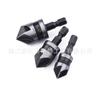 Aço carbono cabo hexagonal cabo redondo dispositivo de chanfro de cinco lâminas conjunto de três peças escareador preto abridor de furo para marcenaria 90 graus