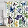 Cortina de Ducha de Tela Impermeable Resistente al Moho con Estampado Digital de Mariposas de Amazon para Baño, Partición de Tela para Ducha, Sin Perforaciones