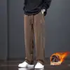2026 Novo Outono Inverno Veludo Cotelê Casual Calças Masculinas Largas Retas Com Pelúcia Quente Versátil Longas Transfronteiriças