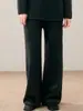 Pantalones de Cachemira Nuevos para Otoño e Invierno 2025 para Mujer de Cintura Alta Color Sólido Sueltos Moda Simples Planos de Pierna Ancha Versátiles Pantalones Casuales
