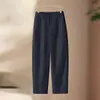 Pantalones Harem de Lino Tencel Finos de Verano para Mujer Transpirables Tela de Cáñamo Petite de Nueve Puntos Pantalones Amplios de Globo