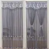 Cortina de Porta de Renda Cortina Divisória Casa Sem Furos Quarto Cozinha Cortina de Gaze Dupla Camada Cortina Suspensa Mosquiteira Verão 2025 Nova