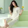 [Algodón Puro] Pijama de Mujer Verano 2026 Estilo Nuevo Manga Corta Sencillo Ropa de Casa Pantalón Tres Cuartos Ropa de Casa Conjunto de Dos Piezas