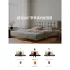 Cama Flotante Moderna Minimalista con Patrón de Waffle de Acero al Carbono para Dormitorio Principal, Camas Dobles de Cuero Estilo Crema de 1.8m