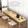 Mesa de computador longa retangular de peça única em madeira maciça estilo nórdico para duas pessoas para uso fixado na parede na sala de estar, escritório ou quarto
