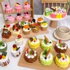 Modelo de Bolo Fruta Falsa Rolinho de Ovo Pão Mesa de Sobremesas Decoração de Vitrine Arranjo de Cena Adereços de Foto Brinquedos