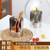 Estante para tapas de olla específico para cocina de acero inoxidable, estante para cucharas de encimera, estante vertical para almacenamiento de tablas de cortar, organizador de espátulas
