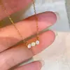 Colar de Prata de Lei S925 Banhado a Ouro 18K com Três Diamantes Barra de Equilíbrio Nicho Gentil Versátil Requintado Moderno Corrente para Clavícula para o Trabalho