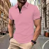Camiseta Nueva de Verano para Hombre Moda Sencilla Versátil Camiseta de Manga Corta Cuello de Canalé con Botones Polo Deportivo