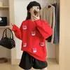 Comercio Exterior Estilo Coreano Estéreo Oso Fresa Nuevo Tejido Otoño e Invierno Estilo Perezoso Moderno Lindo Tejido Holgado Moda Femenina