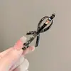 Pinza para el Cabello con Lazo de Pedrería para Mujer, Nuevo Clip de Primavera para el Lado o la Parte Trasera de la Cabeza, Exquisito y Elegante Accesorio para el Cabello de Clip Horizontal de Alta Gama