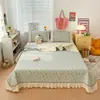 Conjunto de colcha de renda francesa de luxo, quatro peças, design A/B dupla face, colcha acolchoada espessa, fronha e capa de edredom, para cama de casa