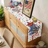 Toalha de Mesa Transfronteiriça Nova para o Dia da Independência de 4 de Julho com Estampas de Estrelas e Fogos de Artifício, Decoração de Mesa de Cozinha para Festa, Toalha de Mesa de Linho
