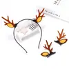 Presilhas de cabelo e tiaras de chifre de rena de Natal transfronteiriças, acessórios de cabelo de orelha e chifre de rena de pele sintética de Natal