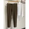 Calça Social Masculina Cropped Slim Fit Verão 2025 Casual de Negócios Estilo Coreano Tendência Casual Reta Solta Calça de Terno