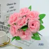 Pequeño Flor Plana Ramo de Rosas Artificiales Exhibidor de Vitrina de Centro Comercial Decoración de Sala de Estar de Casa Arreglo de Boda Flores Artificiales
