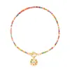 Collar de Cuentas de Arroz con Corazón Colorido de Flor Transfronterizo Europeo y Americano Collar de Cuentas Retro Diamante Ojo del Diablo Venta al por Mayor para Mujeres