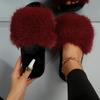 Pantuflas de Piel Sintética de Zorro Transfronterizas de Amazon para Mujer Otoño e Invierno Nuevas Pantuflas de Felpa Pantuflas Antideslizantes para Mujer