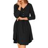 Ropa de Mujer Europea y Americana 2021 Wish Amazon Ebay Popular Color Puro Cuello en V Moda Manga Larga Botón Cinturón Vestido