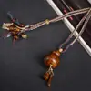 Pingente de Madeira de Raio Madeira de Jujuba com Marcas de Trovão Contas Redondas Pingente Original Corrente para Clavícula Joia Pendurada Cultural para Homens e Mulheres