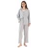 Pijamas PersonalizadosSuministro Exclusivo Transfronterizo de Ropa de Casa Elástica de Poliéster-Algodón para Mujer con Cuello de Solapa, Mangas Largas y Pantalones Largos, Conjunto de Dos Piezas