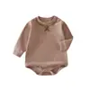 Mameluco para bebé, colección de primavera y otoño, unisex, casual, color liso, manga larga, grado A, diseño triangular, adecuado para gatear
