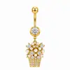 Anillo de Ombligo de Oro de Alta Gama con Forma de Corazón, Moda Transfronteriza, Exquisito Acero Inoxidable para Piercing de Ombligo para Mujeres, Fábrica Proveedora de Anillos de Ombligo