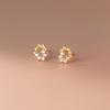 Brincos de Folha de Diamante em Prata 925 Nalan para Mulheres Simples Pequenos Elegantes Pastorais Frescos Joia de Orelha M01740