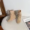 Botas Martin Retro de Suela Plana con Aumento Oculto de Altura, Botas de Moda con Cordones y Borlas, Botines Vaqueros Western Elegantes y Cómodos de Gamuza