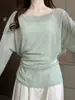Camiseta Cubre-traje Versátil con Cinturón y Protección Solar para Mujer, Nuevo Estilo Verano 2025, Top Ligeramente Transparente con Estilo Relajado
