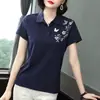 Tops Holgados de Verano para Mujer 2026, Camisetas de Manga Corta con Cuello para Madres de Mediana Edad, Holgados y Adelgazantes para Mujeres en Verano