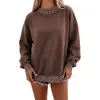 Sudadera de punto retro de manga larga con cuello redondo, corte holgado, patchwork, longitud media, novedad otoño e invierno 2026, transfronteriza europea y americana de Amazon