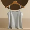 Camisola de Algodón Sin Costuras para Mujer, Top Corto de Algodón, Sin Mangas para Primavera y Verano, Color Sólido, Prenda Exterior, Camiseta Base