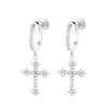 Pendientes de Clip para Oreja sin Perforación con Forma de Cruz de Diamante de Circonio Microincrustado para Hombres, Aretes Tipo Stud Estilo Europeo y Americano, Pendientes de Moda para Mujeres, Artículo Caliente 2026