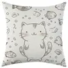 Funda de Almohada de Lino para Gato con Arte Abstracto Blanco y Negro Nueva de Amazon Transfronteriza Funda de Almohada Decorativa para Coche Sofá Cojín